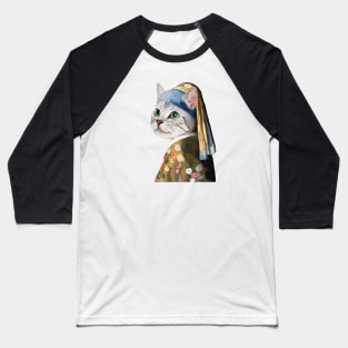 Kitty without a pearl earring Baseball T-Shirt